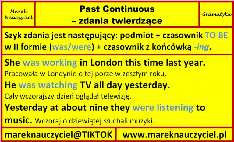 Past Continuous – Zdania Twierdzące – Marek Nauczyciel