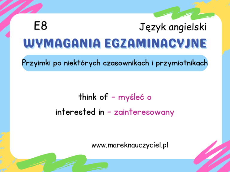 Przyimki po niektórych czasownikach i przymiotnikach Marek Nauczyciel