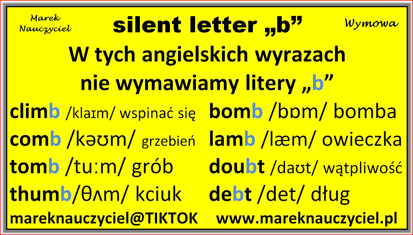 silent letter b Angielski Szkoła Podstawowa