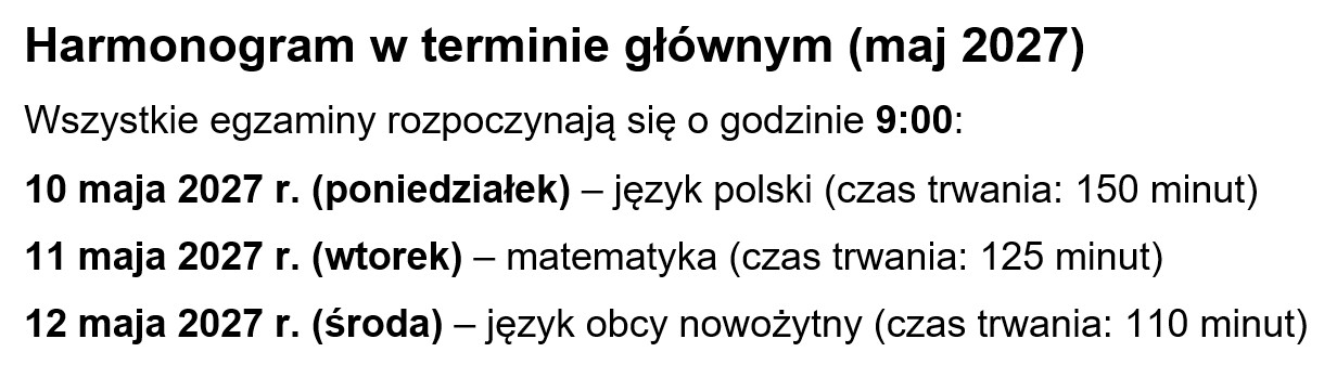 Terminy egzaminów